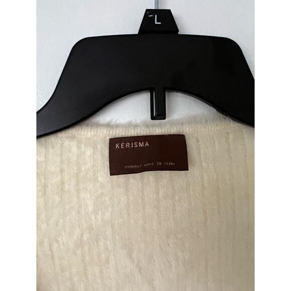 Kerisma Cream Fuzzy Long Sleeve Wrap Sweater Top Size M - Picture 4 of 6
